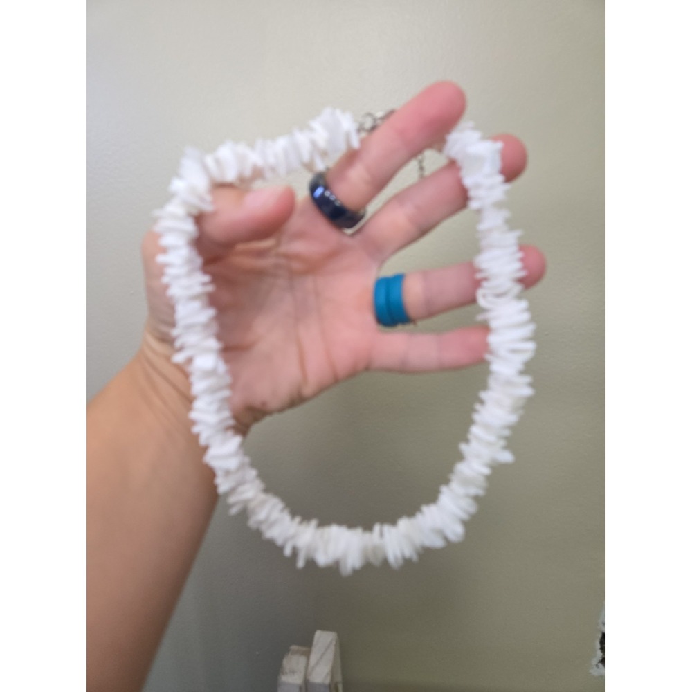 Costume Hawaiian Jewelry White Puka Chips Clam Shell Necklace Surf Beach Vibe